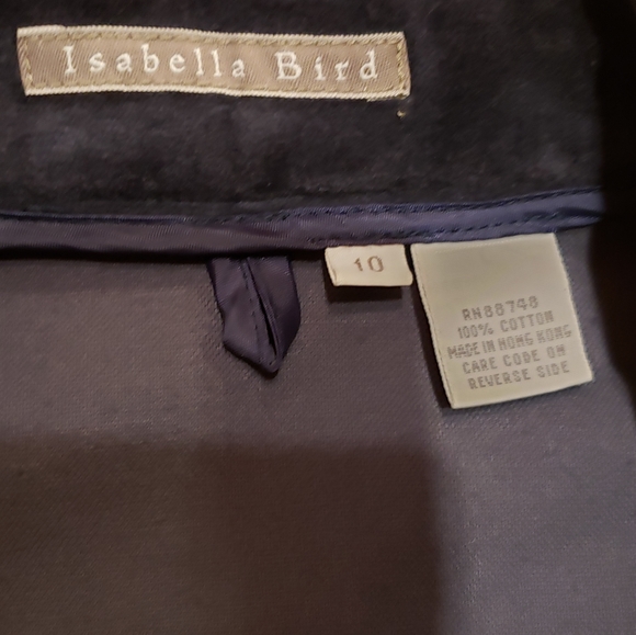 Isabella Bird dark blue 100% cotton velveteen button front jacket EUC - Picture 2 of 4